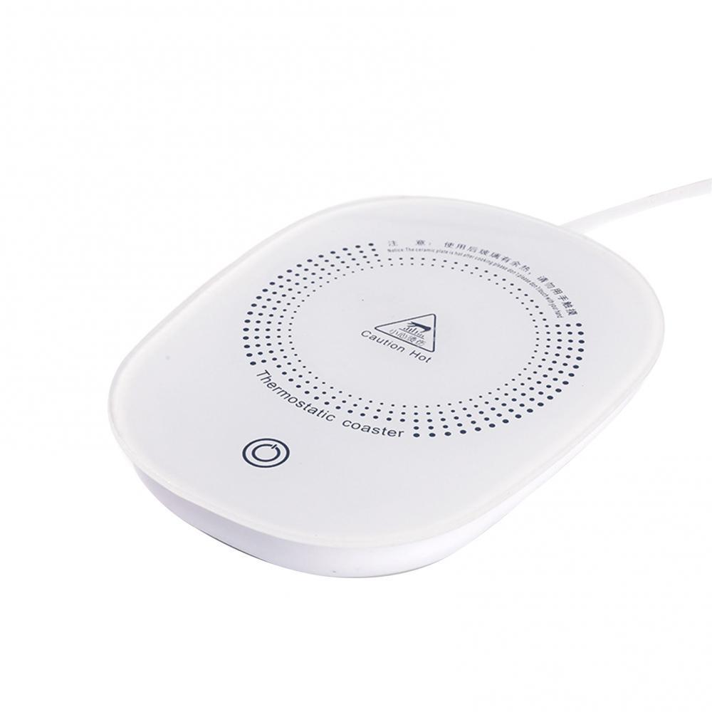 Heating Cup Mat USB Powered Thermostatic Gravity Sensor Coaster Warmer Heating Cup Holder Mat Mug Heater Coffee Mug Cup Warmer: White