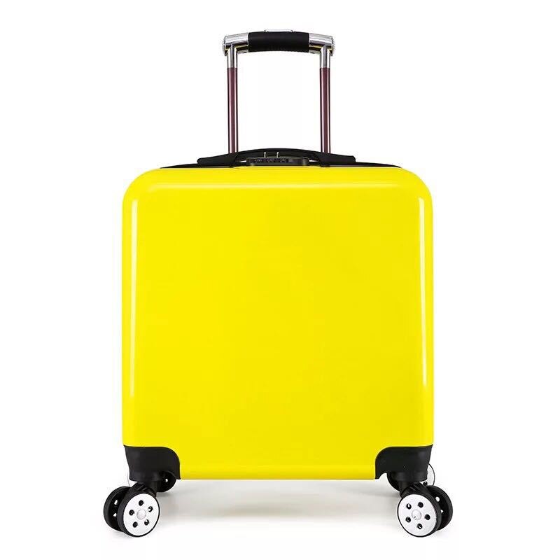 Trendy Trolley Case Universele Wiel 20 Inch Mode Eenvoudige Effen Kleur Student Boarding Koffer Unisex Kleine Trolley Case: yellow