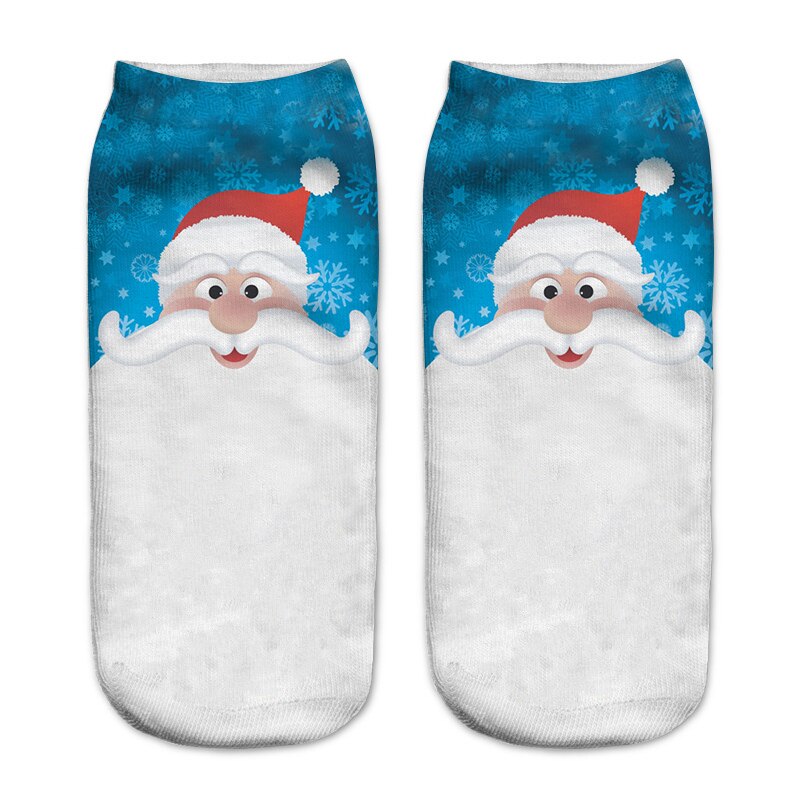 Kvinner 3d printin julesokker unisex tegneserie elg snømann santa sokker kvinner low cut ankel julesokker calcetines mujer -086