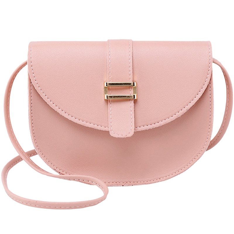 Female Bag Semi-Circle Arch Tongue Single Shoulder Mobile Phone Small Bag: Pink