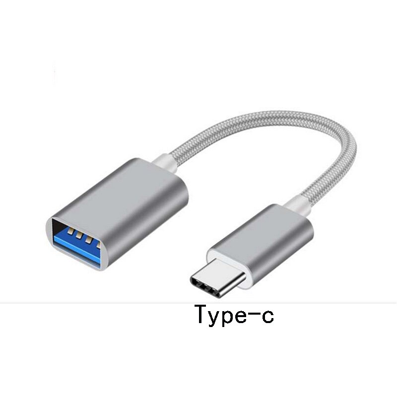 2 in 1 OTG Adapter Cable Nylon Braid USB 3.0 to Micro USB Type C Data Sync Adapter for Huawei for MacBook U Disk Type-C OTG: Silver