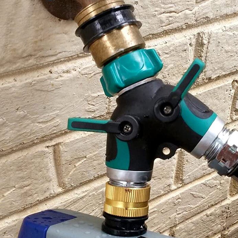 Faucet Adapter, Distributor, 2-Way y Garden Dual-Tap Connection with 6 Rubber Washers (2 Pack)