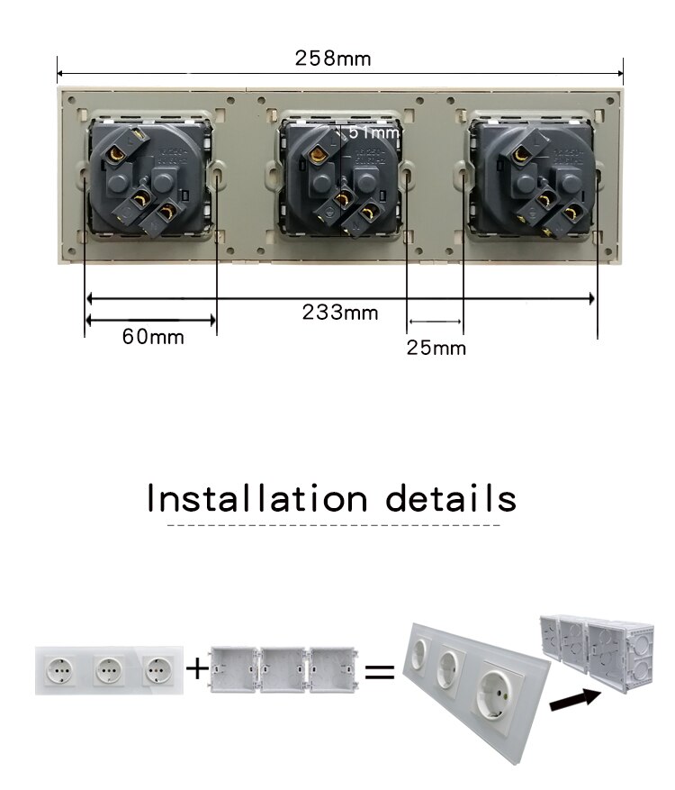 Szaoju Stopcontact Duitse Standaard 16A Crystal Gehard Glas Panel Socket Voeding Met Schakelaar Combinatie AC110-250V