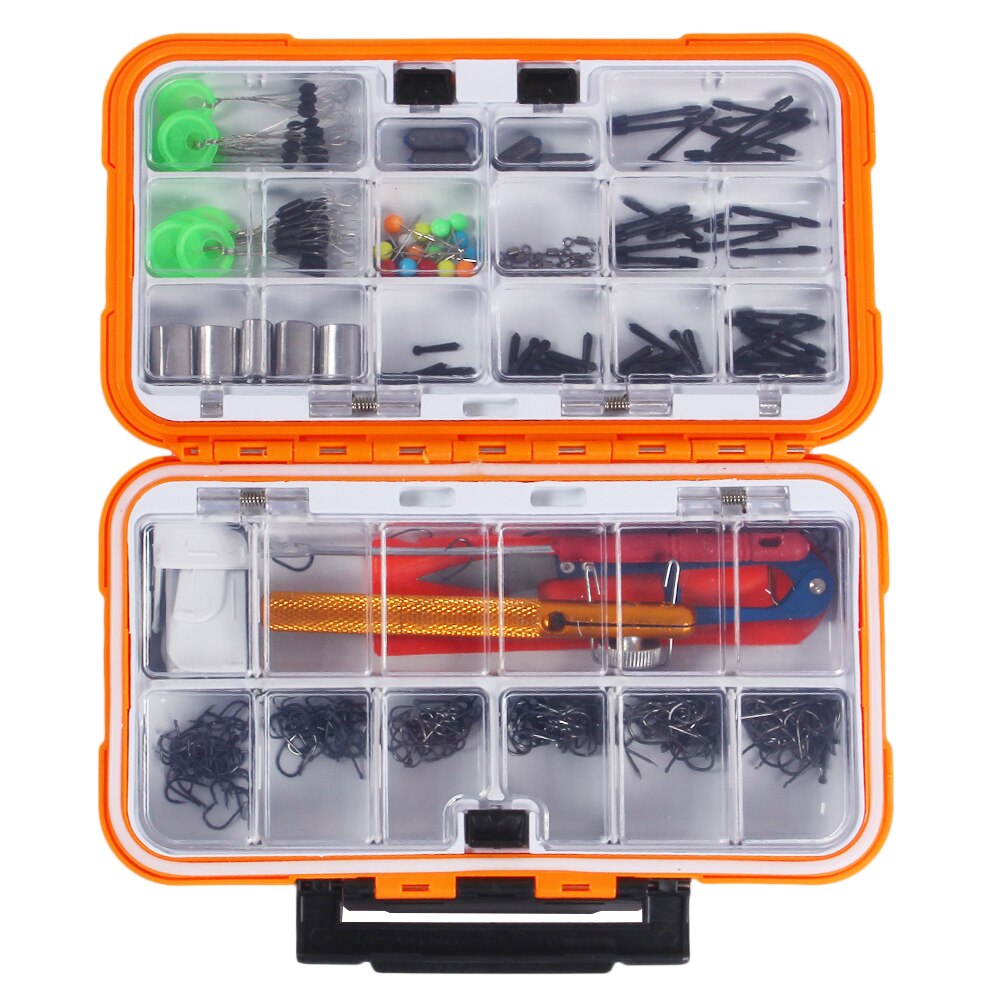 160/320/350 PCS Fishing Tackle Set Assorted Fishing Hooks Swivels Space Beans Carp Fishing Accessories with Tackle Box