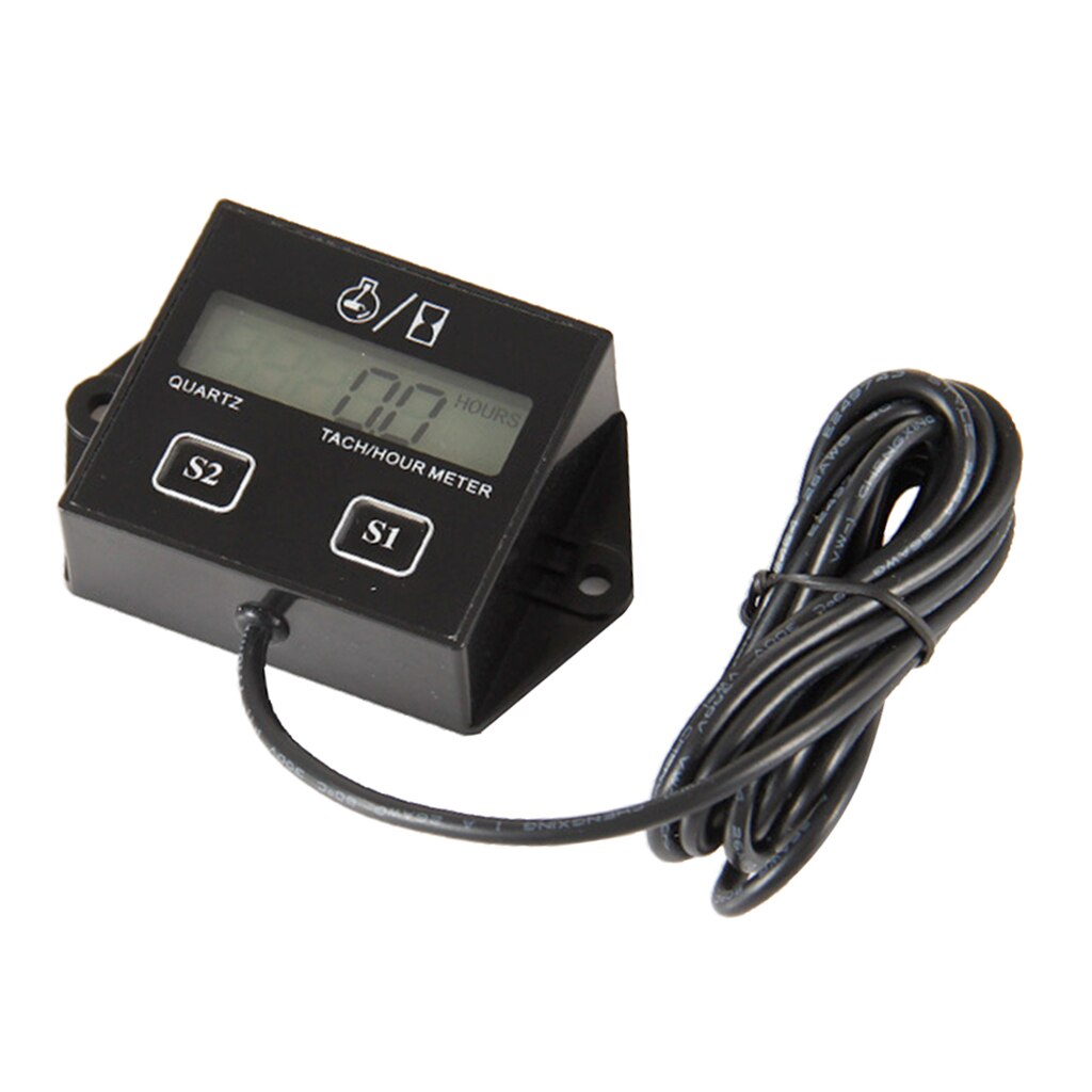 Waterproof Tach Hour Meter Small Gas Engines Tachometer RPM Gauge for Chain Saw Snowblower Lawnmower ATV Boat Motorcycle Marine