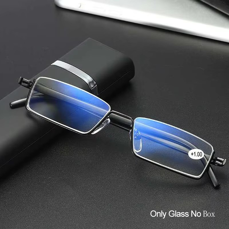 Gafas de lectura de Metal con luz azul para hombre, anteojos recetados de medio Marco, + 1,0, 1,5, 2,0, 2,5, 3,0, 3,5, 4,0