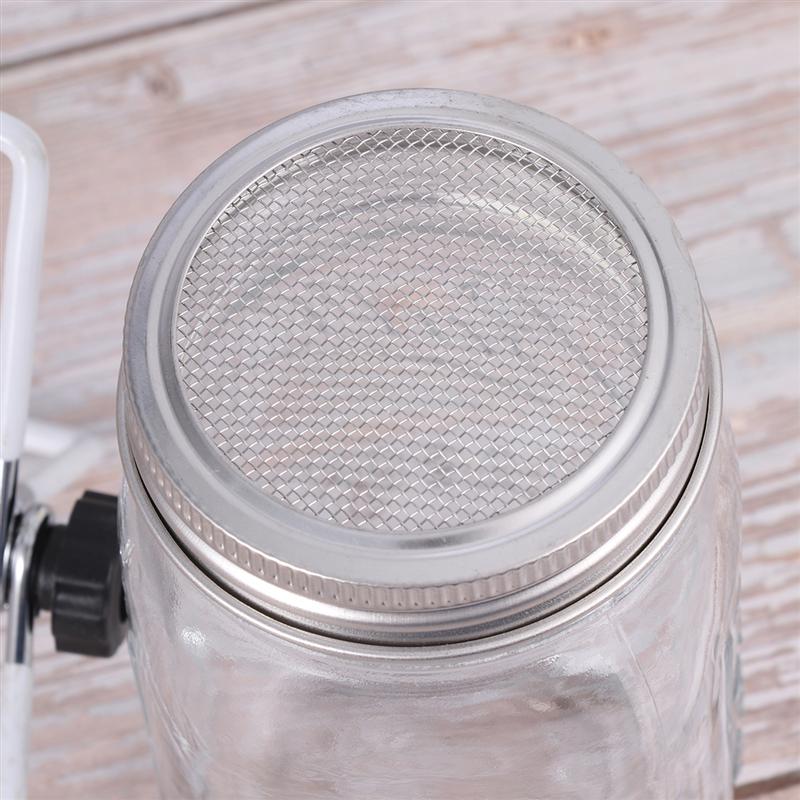 Bocaux en verre 3 pièces à large bouche Mason pots Kit de pot de germination de graines pour la maison potager (450ml avec couvercle et support)