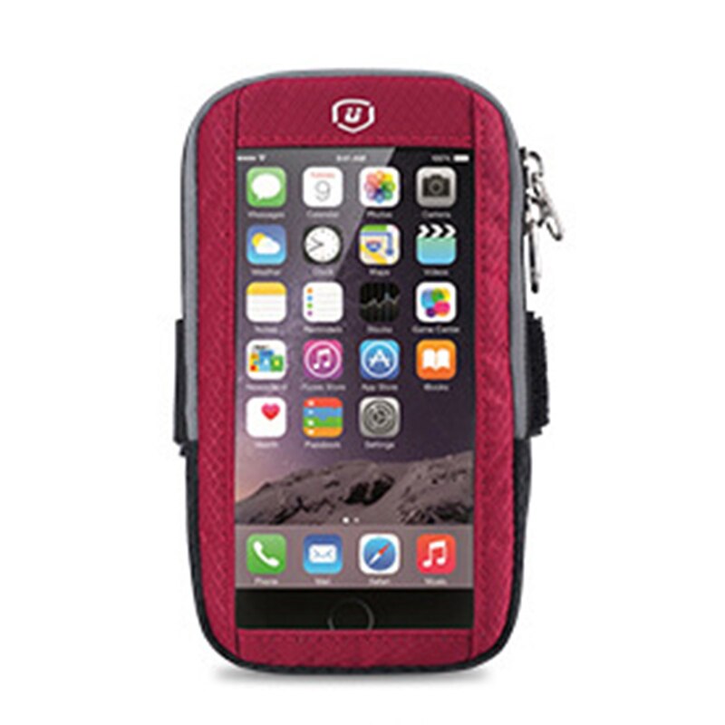 Banda para el brazo para iphone x 7 6 8 plus con brazalete de tela transpirable absorbente para correr con pantalla táctil: Rojo
