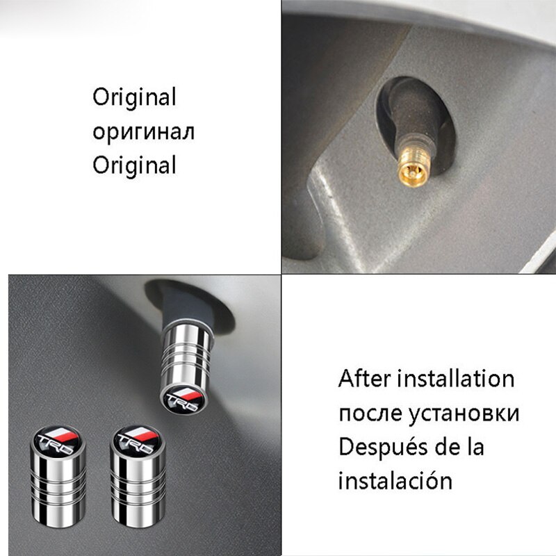 Válvulas de neumático de aluminio, tapones de válvula de tapón hermético para Toyota TRD, 4 Uds.
