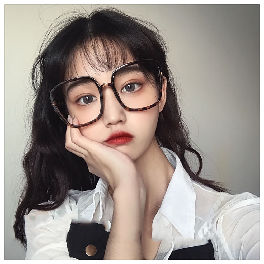 High Unisex large frame glasses square Plain glasses Optical Spectacle Anti blue light Computer glasses for women men