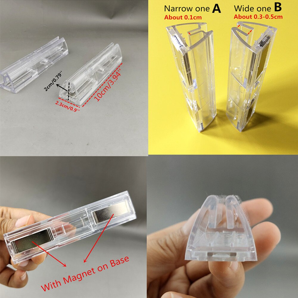 Plastic POP Reclame Poster Papier Card Play Show Bill Display Stand Houder met Magneet op Basis voor Winkel Plank Rack 10 pcs