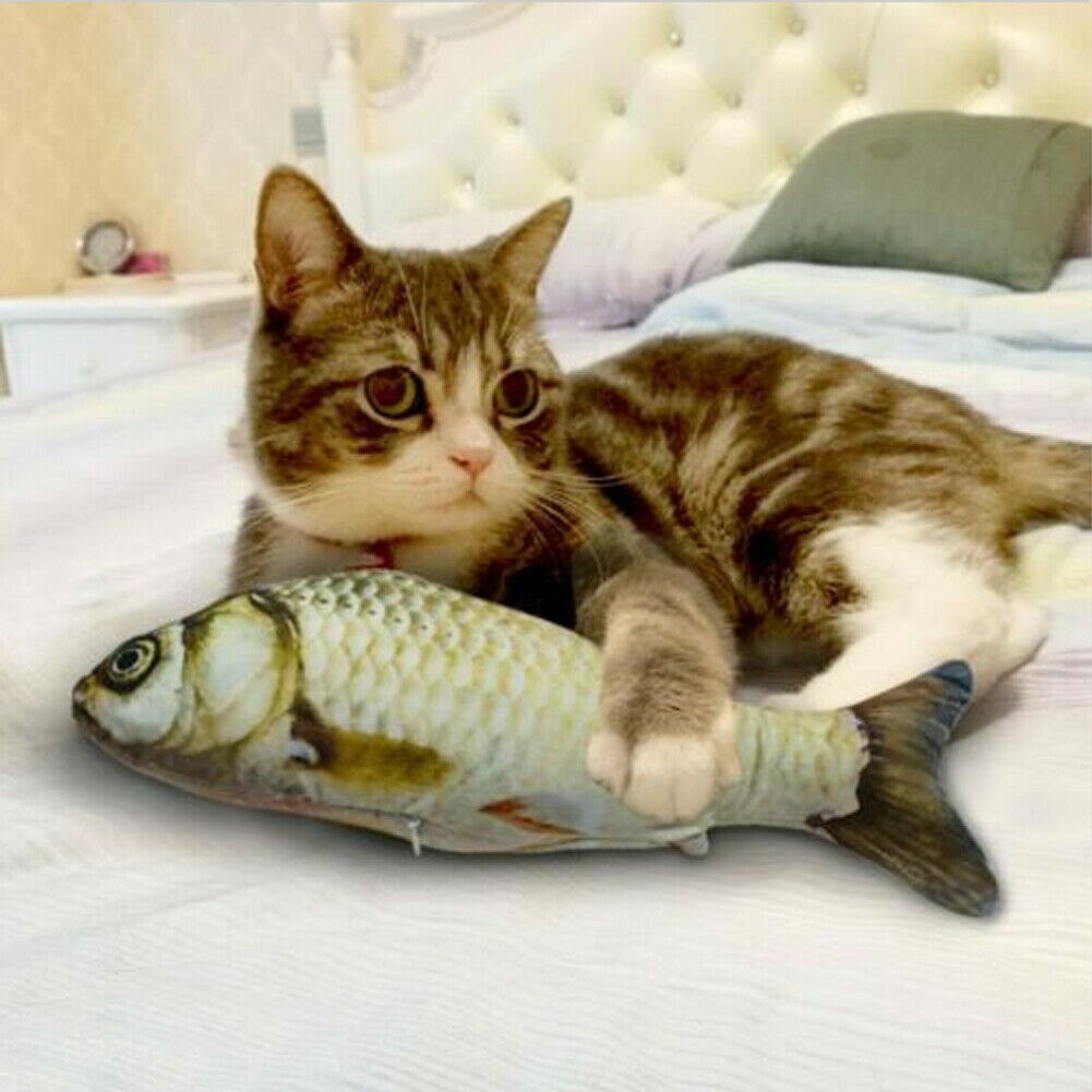 1Pc Cat Pet Chew Toy Cloth Fish Shaped Toys Play Plush Tools