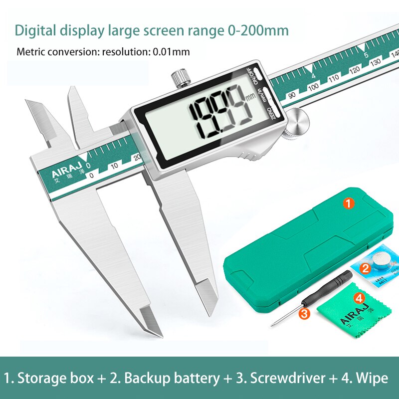 AIRAJ High-precision Digital Caliper Stainless Steel Long Waterproof Vernier Caliper Level Multi-function Measuring Tool: 1355