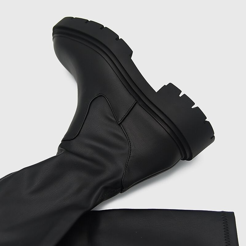 Winter women stretch boots chunky heel platform slip on women over knee boots
