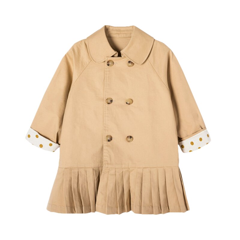 Babyinstar børnetøj frakker plisseret grøft piger hel ærme frakke jakker trenchcoat børn vindjakke: 7t