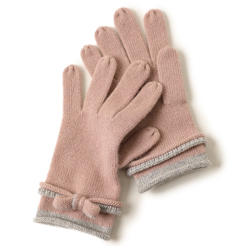 Farver vinter varme strikede handsker hånd handsker skærm touch handsker: Lyserød