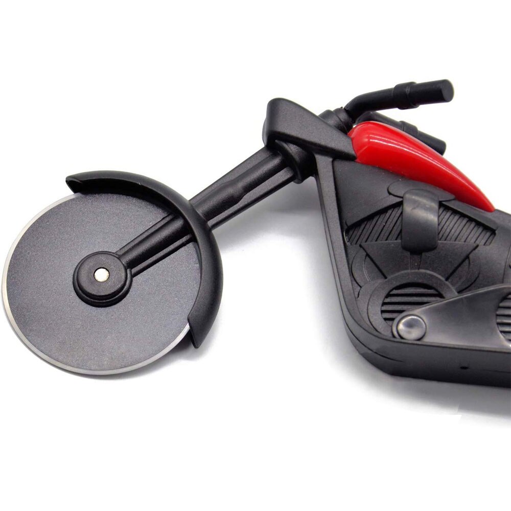 Motorcycle Pizza Cutter Pizza Wheel Roller Tool Stainless Steel Pizza Slicer Sharp Blade Motorbike Cutting Wheels Display Stand