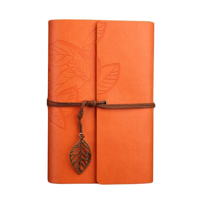 Retro notesbog dagbog notesblok litteratur pu læder notesbog papirvarer rejsende journal planlæggere kontor skoleartikler: Orange