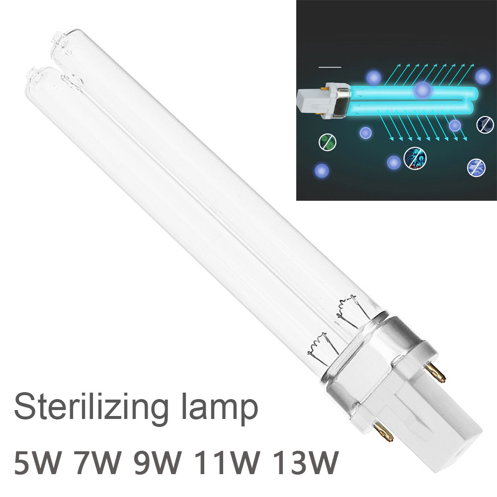 Lampe UVC G23/2G7, 5W 7W 9W 11W 13W, 253,7 nm 254nm, tube en forme de H, pour purification de l'air et de l'eau