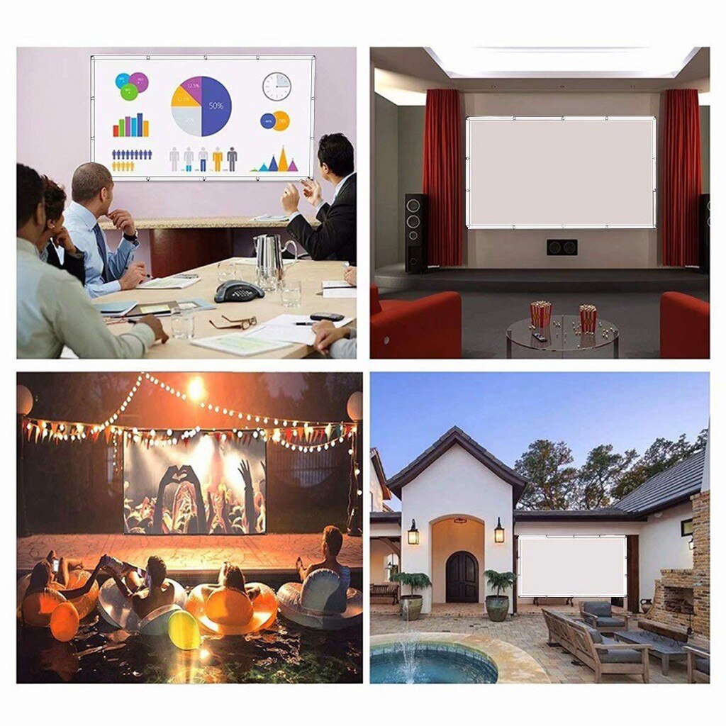 16:9 Projector Screen Portable Video Screen Widescreen Foldable Anti-Crease