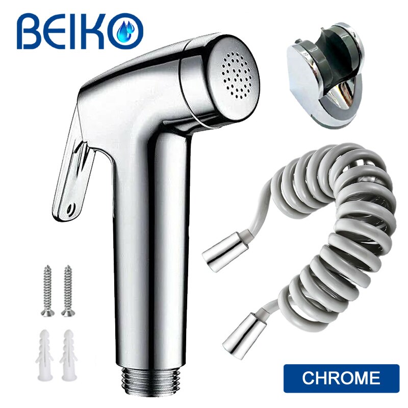 Handheld Bidet Sproeier Set Kit Pcv Hand Bidet Kraan Voor Badkamer Handspuit Douchekop Zelfreinigende: D SET Chorme