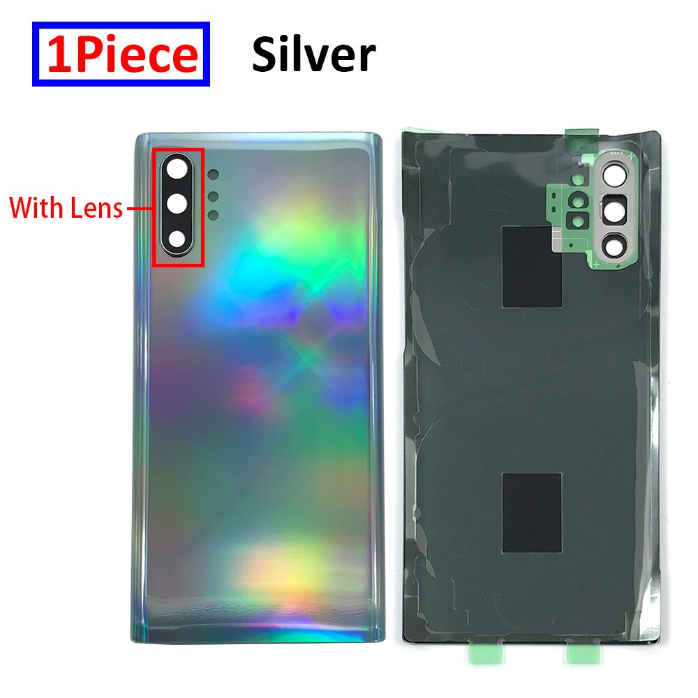 Battery Back Cover Glass Rear Door Replacement Housing STICKER Adhesive For Samsung Galaxy Note 10 Plus: Silver Copy