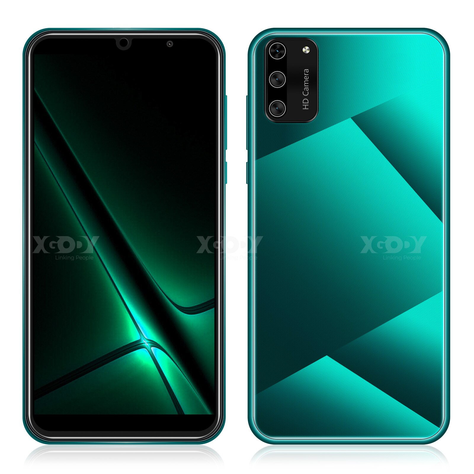 XGODY S20 mini 3G smartphone 1GB RAM 4GB ROM Mobile Phones Android 9.0 Dual SIM 5.5'' CellPhone 5MP Camera WiFi cellular phone: No Accessories / Gradient Green