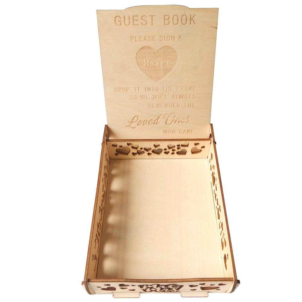 Wedding Signature Box Decor Wooden Box Hearts Romantic Rustic Sweet Guestbook Wedding Supplies Business Card Box: a