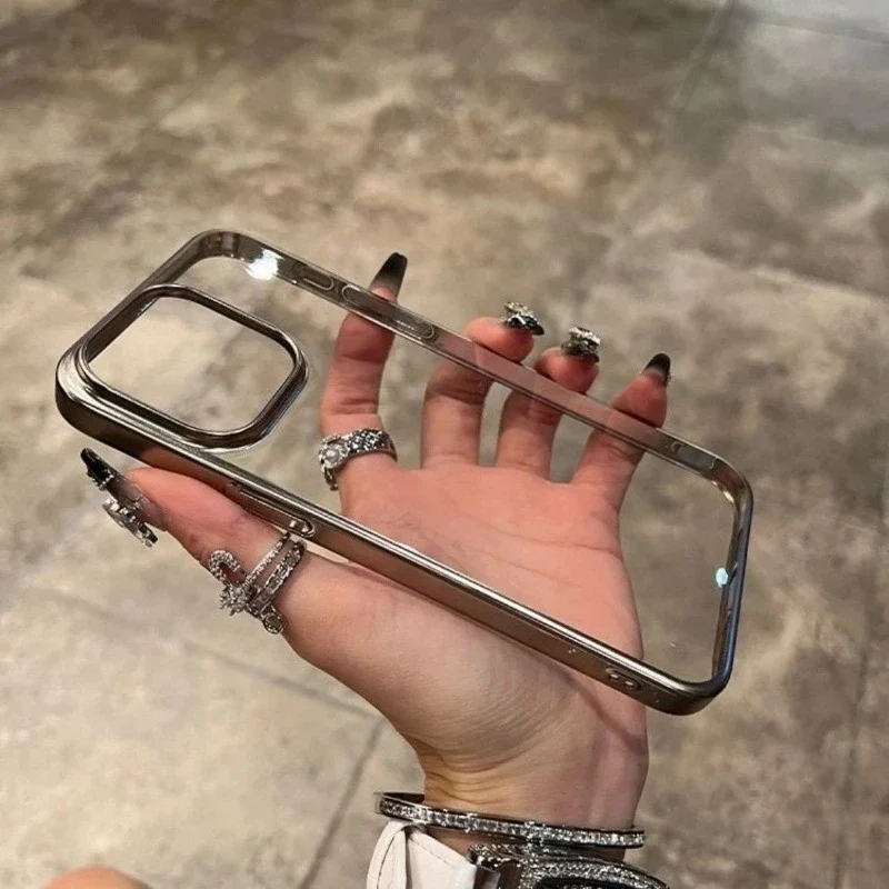 Eenvoudige effen kleur hoes compatibel voor iPhone 16 15 11 13 12 14 Pro Max XR 7 8 Plus X XS MAX SE Luxe gegalvaniseerde hoes