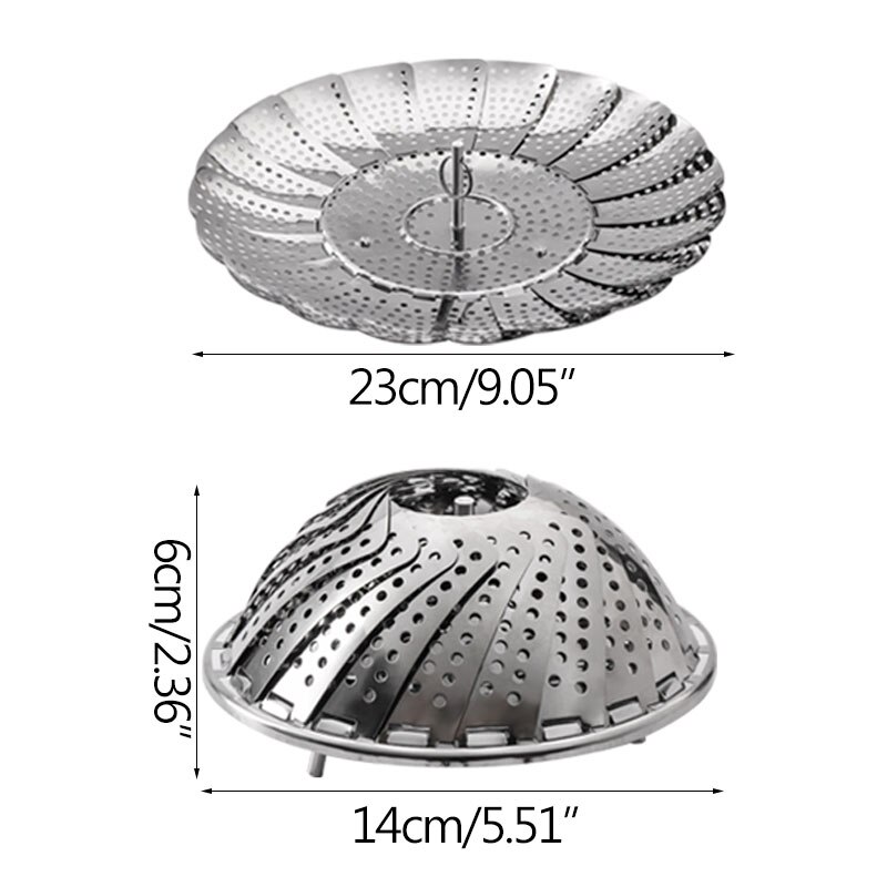 Vaporera plegable de acero inoxidable para cocina, cesta de malla para verduras, frutas y alimentos, utensilios para cocinar al vapor