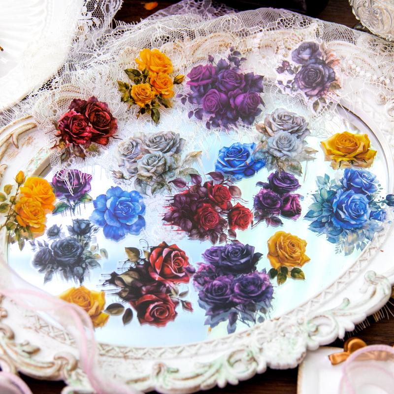 30 Uds. De pegatinas Vintage de flores INS de la aventura de las rosas, etiquetas decorativas para álbum diario, material de álbum de recortes hecho a mano