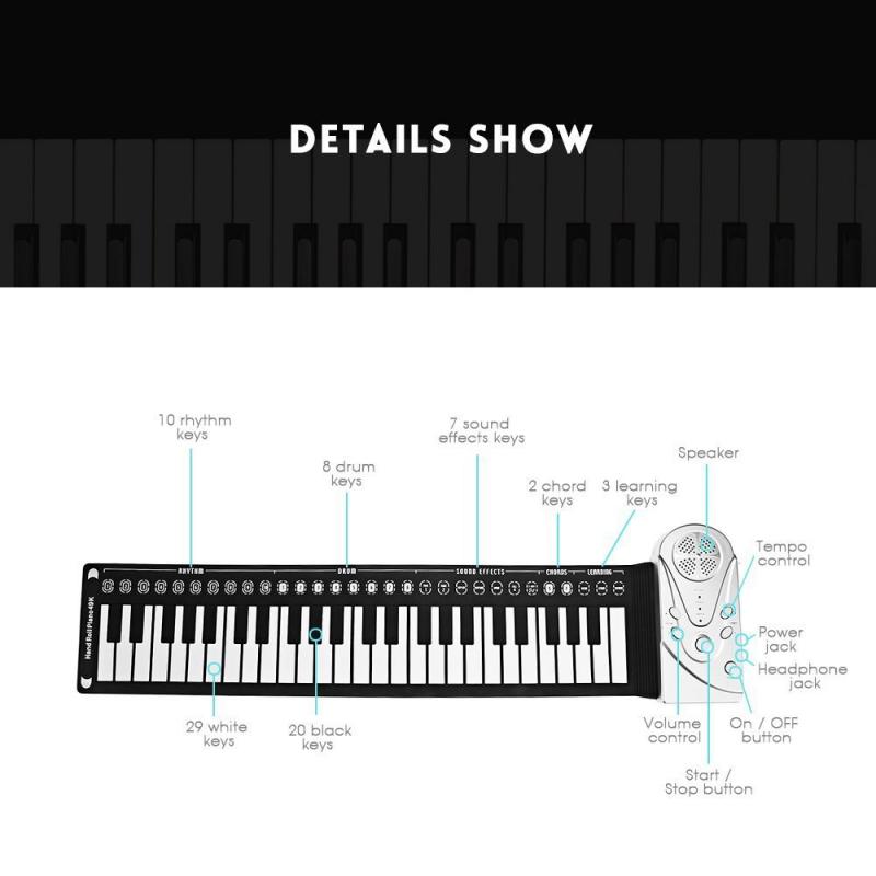 Elettronico della Tastiera di Piano Roll Portatile Flessibile Fold Tastiera Musicale Rotolo portatile Del Silicone pianoforte arrotolati a mano i Bambini principianti