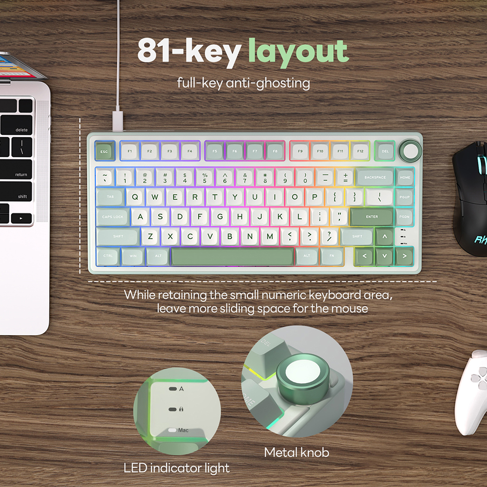Royal Kludge RK R75 brazylijska mechaniczna uszczelka klawiatury przewodowa klawiatura dla graczy z możliwością wymiany podczas pracy 80 klawiszy podświetlane RGB MDA nasadki na klawisze PBT