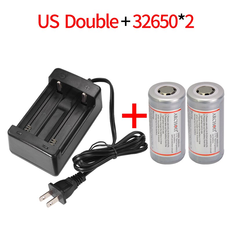 ARCHON original 5500mAh 3.7v 32650 lithium battery Rechargeable battery EU US plug 32650 battery charger genuine torch battery