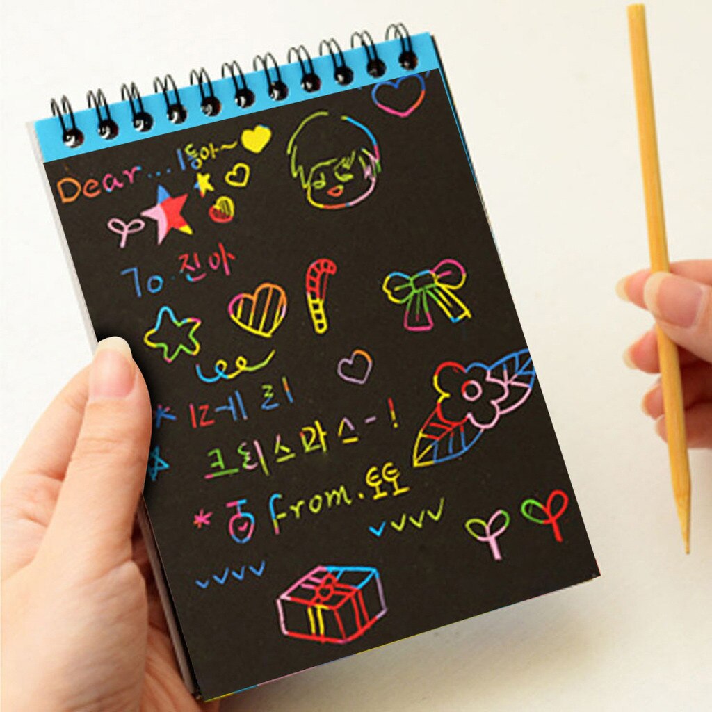10 Pages Magic Color Scratch Art Paper Children&#39;s DIY Black Scratch Painting Kid&#39;s Colorful Free Graffiti Painting Scratch Book