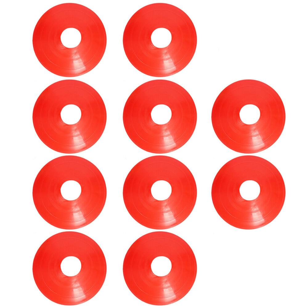 10Pcs/Set Football Training Sign Disc Cone Marking Plate Field Cone Marker Discs Soccer Training Accessories: Red