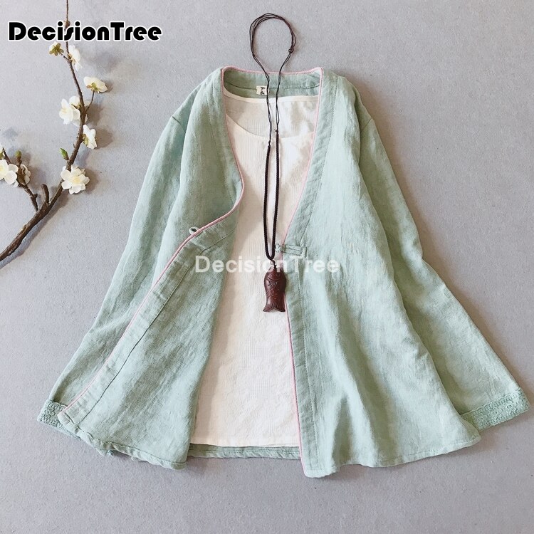 China tops blusa tang antiguo estilo chino manga completa cheongsam camisas servicio de té de algodón de lino hanfu abrigo chaqueta