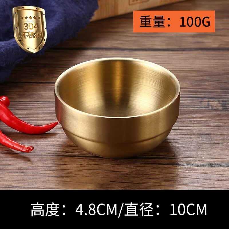 Golden Sauce silvery Dish Appetizer Serving Tray Stainless Steel Sauce Dishes Spice Plates Kitchen Supplies Plates Spice bowl: 10cm Golden bowl