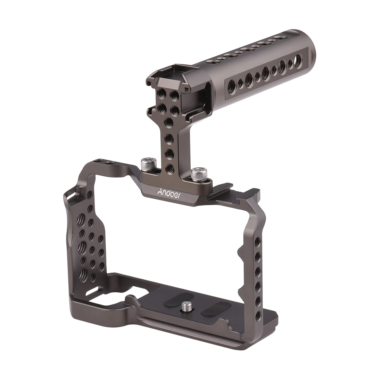 Andoer Camera Cage + Top Handvat Grip + Side Handvat Set Metalen Camera Kooi Multifunctionele Top Handvat Grip Voor sony A7C: with top handle