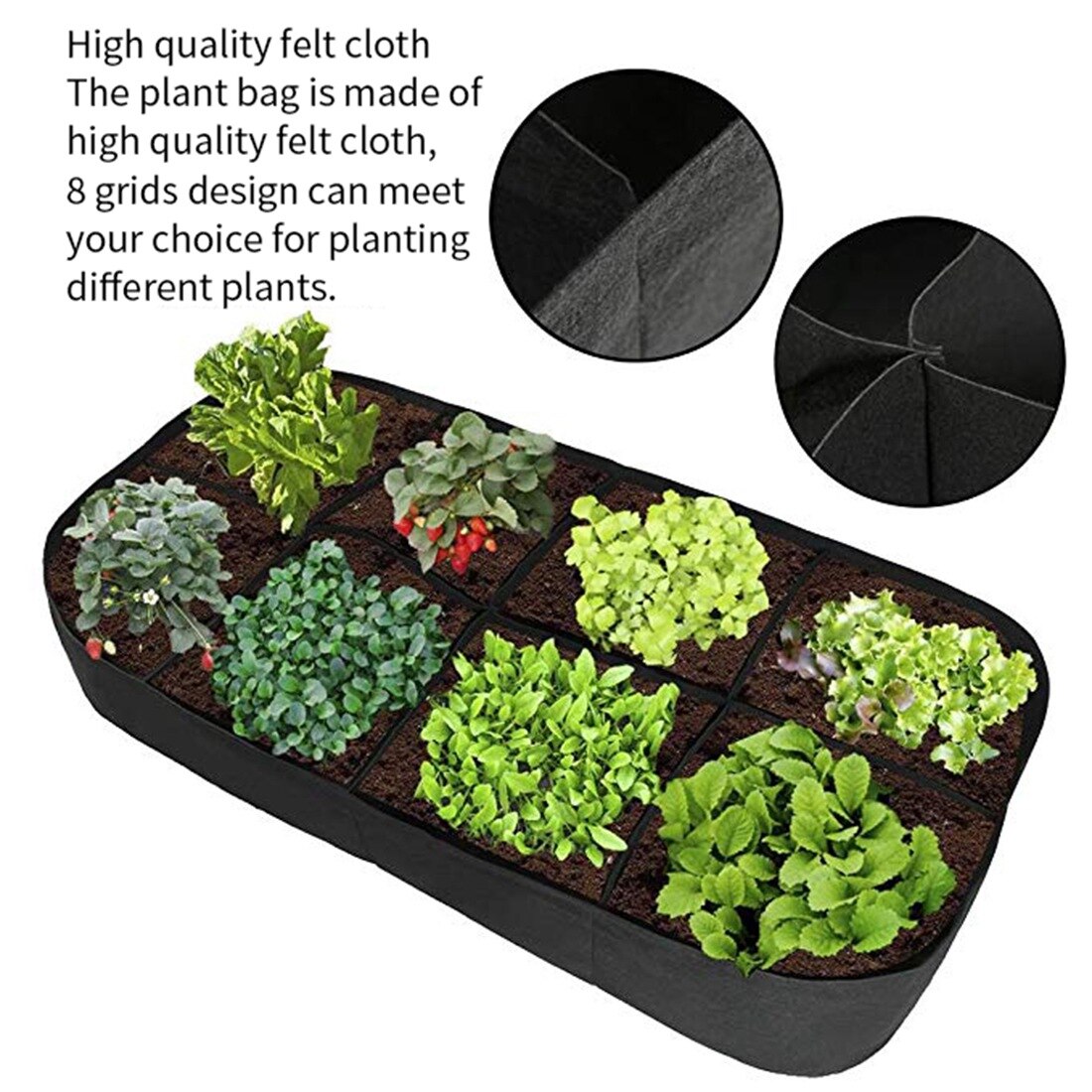 Macetas de fieltro para jardín, bolsas de tela para cultivo de vegetales, macetas grandes, suministros de jardinería, 180x90x30cm