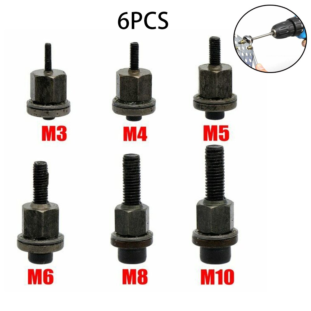6PCS Hand Rivet Nut Head Nuts Simple Installation Riveter Tool M3 - M10 Multifunction Hand Tools Parts Riveter Mandrel Nut Set