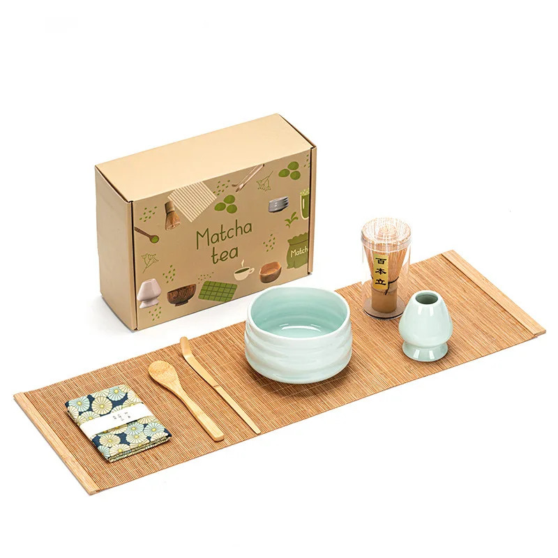 Juego de té Matcha japonés, batidor de bambú, cuchara y soporte, cuenco Matcha, utensilios para preparar té, caja de , 4/5/7 Uds.