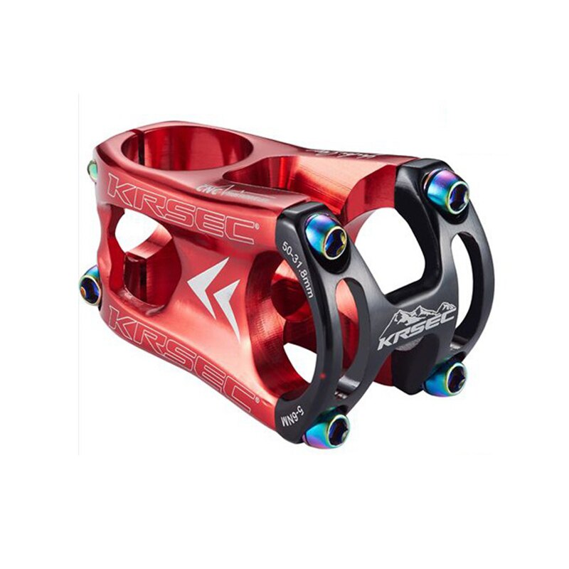 Krsec mtb skaft titan 31.8*50mm styrstång aluminiumlegering ultralätt passform 28.6mm gaffel kort stång cykel accessoarer: Röd svart