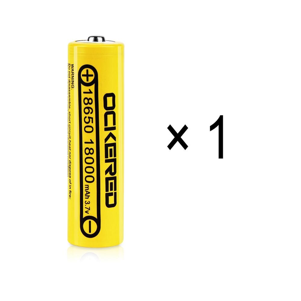 Ockered 18650 Battery 3.7V 18000mAh Lithium Rechargeable Battery For Flashlight PCB Battery with Free 18650 USB Battery Charger: 1PC