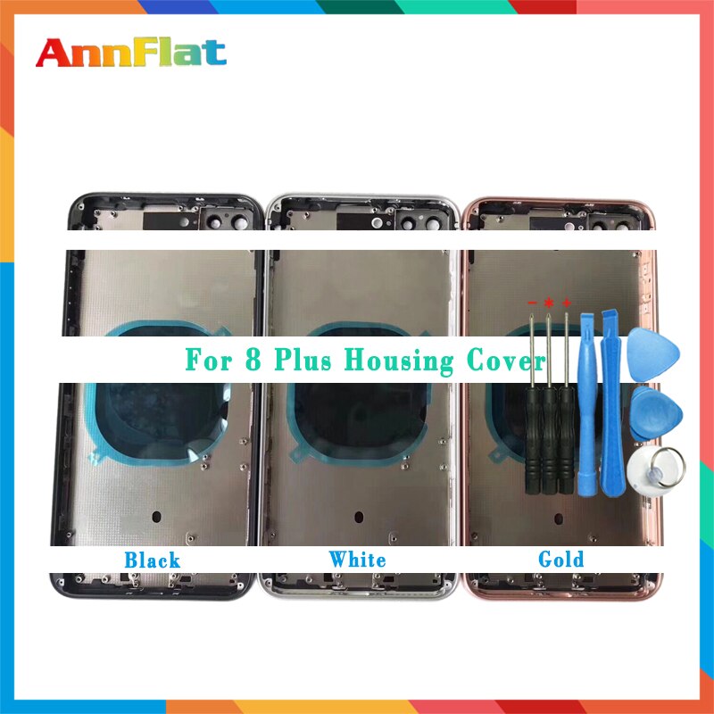 Carcasa AAA de gran para iphone 8 8G / 8 Plus 8 Plus/X, cubierta de batería para puerta trasera, chasis, Marco medio con vidrio + herramienta
