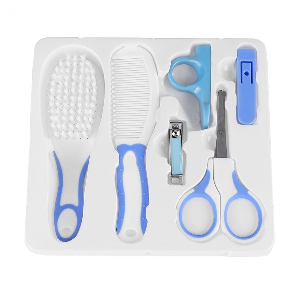 Baby Verzorgingsset - 6 Delig - Nagelknipper, Schaar, Borstel, Kam - Effen Patroon - Plastic & Metaal