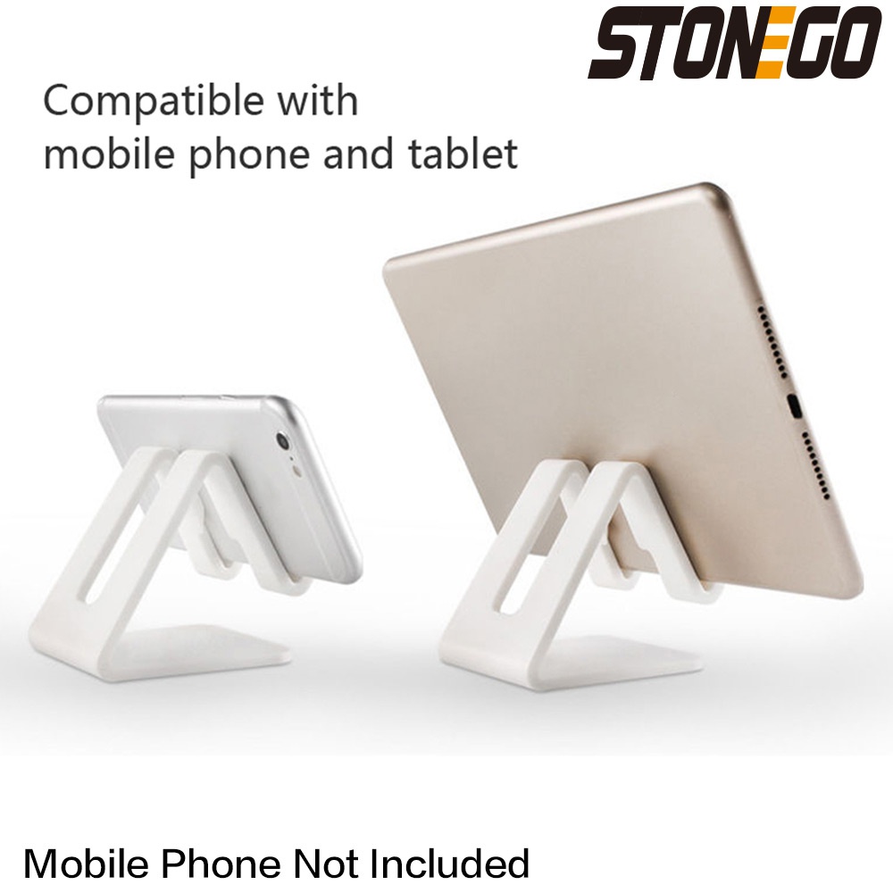 STONEGO 1 szt. Uchwyt na telefon przy biurku trójkątny stojak przenośny do Tablet z funkcją telefonu komórkowego uniwersalny plastikowy stojak na telefon