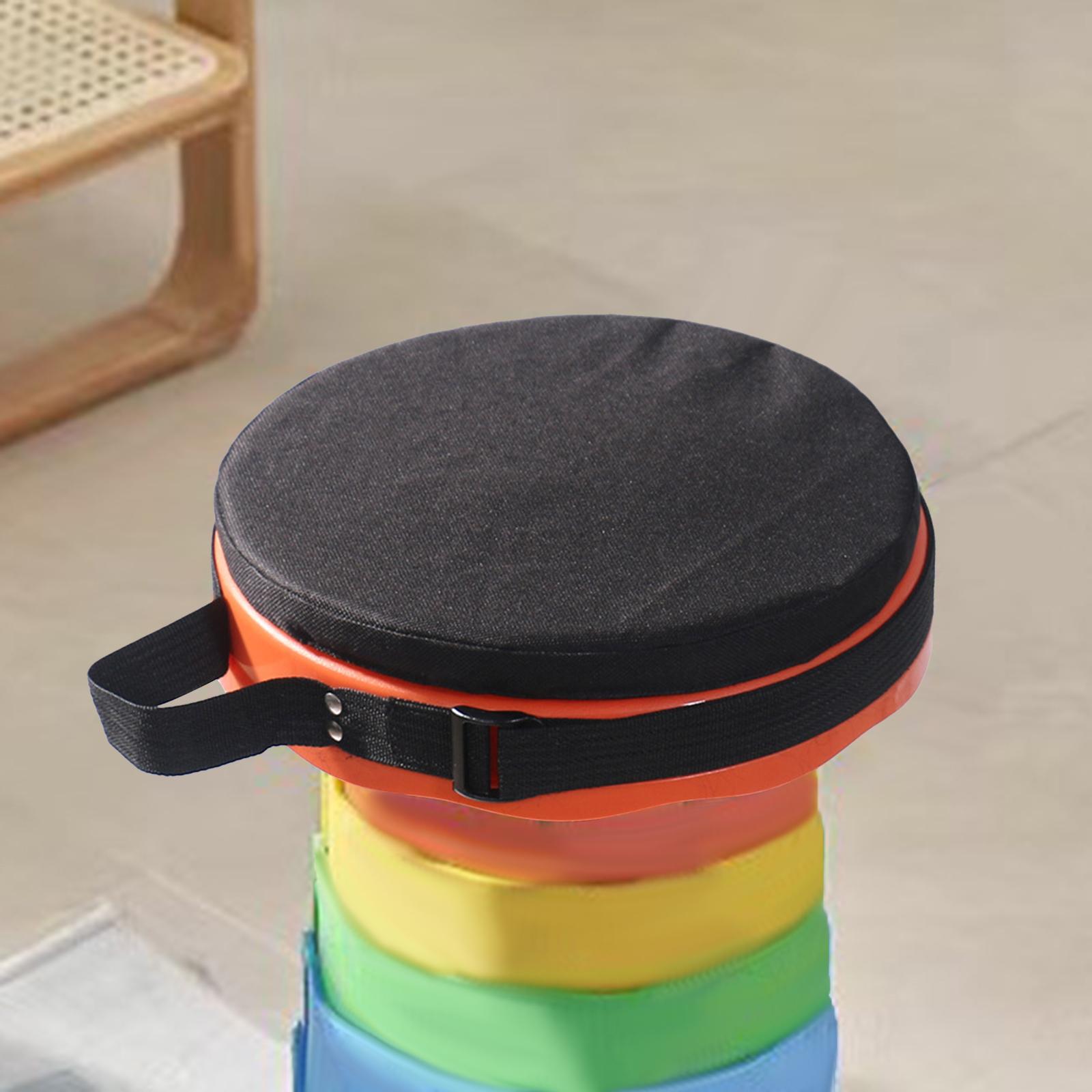 Cojín de asiento para silla telescópica, taburete plegable redondo para viajes, barbacoa, porche, Camping y senderismo: Color blanco arroz