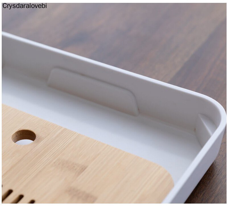 Melamine + Bamboo Tea Tray Water Storage Tray Modern Tea Set Tea Table Zen Tray Rectangular Traditional Bamboo Board Chinese Te