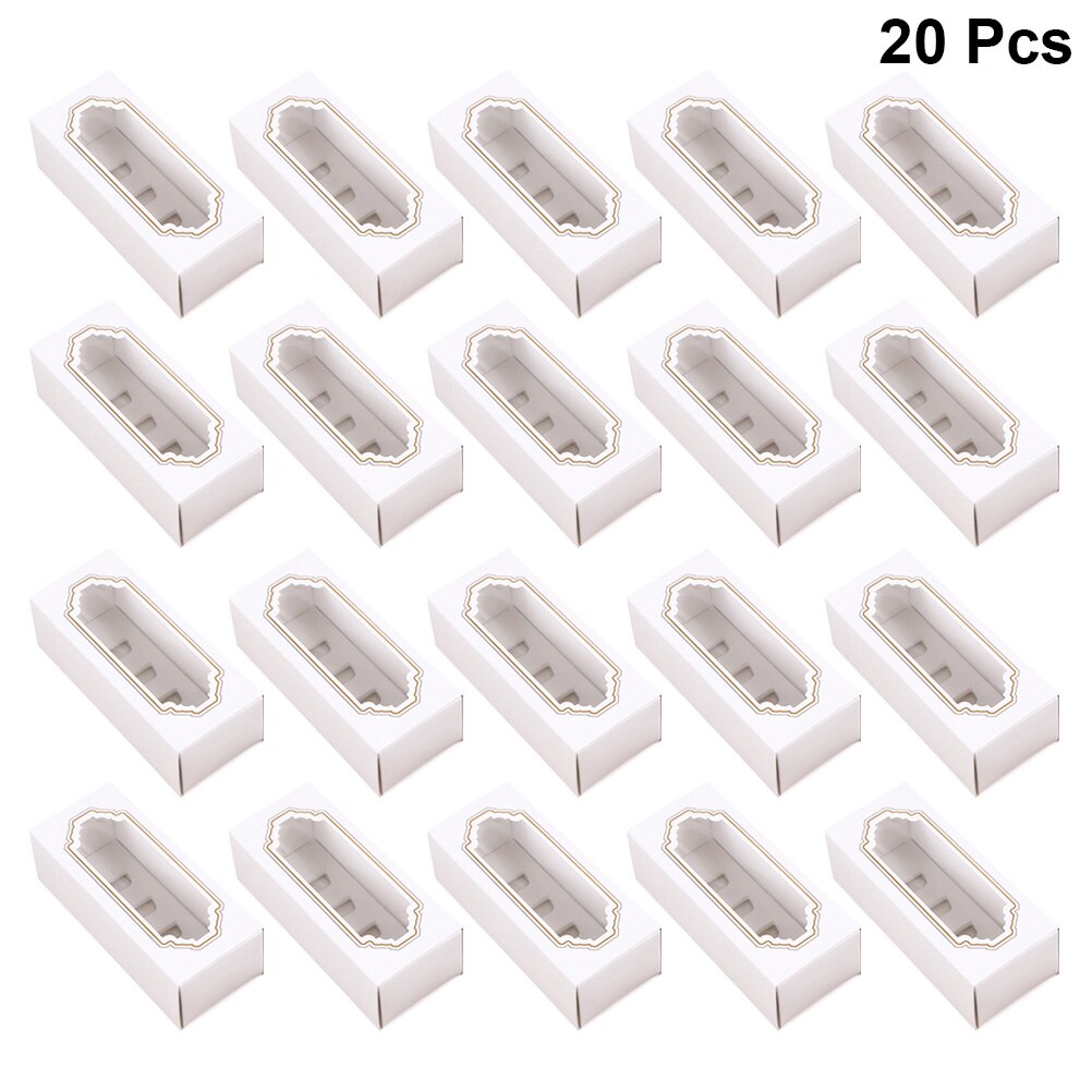 Papier Macaron Doos Taart Doos Met Venster Papier Verpakking Doos Bitterkoekje Verpakking Dessert Transparante Macaron Verpakking Dozen: 20pcs